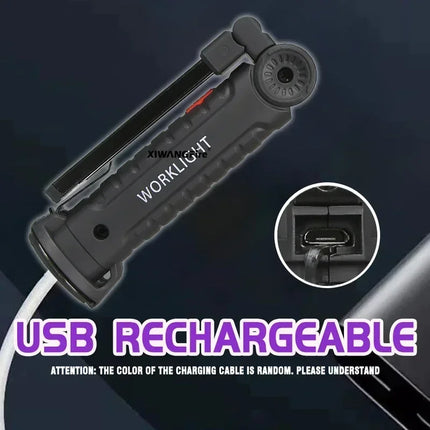 395nm LED UV Flashlight USB Rechargeable Foldable Lamp with Magnet Hook UV Light Ultraviolet for Pet Urine Detector Resin Curing