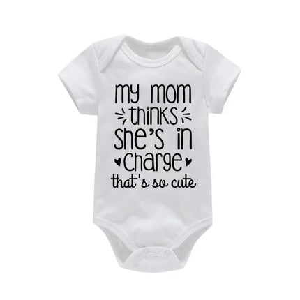 Newborn Baby Boy Girl Clothes My Mom Thinks She Is in Charge That's So Cute Funny Letter Printed Infant Rompers Baby Outfits