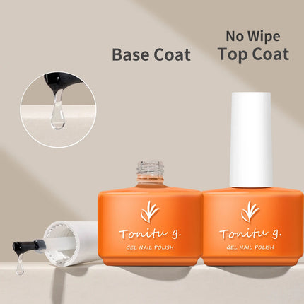 Tonitu G 7ml Nail Gel Top Coat Base coat No Wipe UV LED Varnish Sealing Shining Clear nails art for professionals