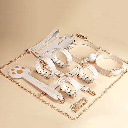 Thierry Girl Bondage Kits Sexy PU Leather Handcuffs Collar Whip Erotic Sex Toys BDSM Restraint Set Adult Toys For Women Couples