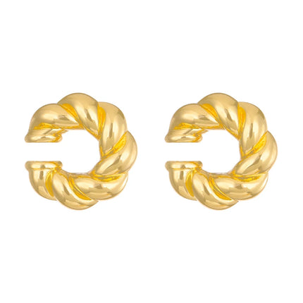 1 Pair Smooth Circle C Shape Clip Earrings For Women Lightweight Without Piercing Cartilage Ear Cuff Gold Silver Color Earrings