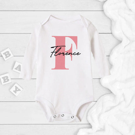 Baby Girl Name Romper Pregnancy Announcement Personalized Baby Jumpsuit Custom Name Rompers Bodysuit Girls Clothes