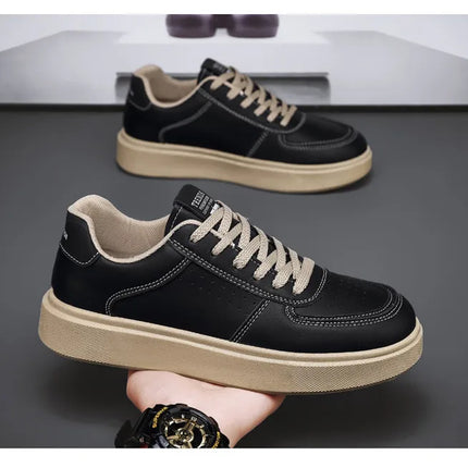 2025 Autumn Men's Thick-Sole Breathable Sports Casual Sneakers - White Trainers with Height-Enhancing Design for Students.