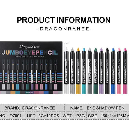 12Pcs Highlighter Eyeshadow Pencil Set Waterproof Glitter Eye Shadow Lying Silkworm Makeup Pigment Cosmetics White Eyeliner Pen