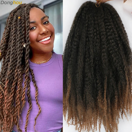 Marley Hair 18 Inch Synthetic Marley Braiding Hair Ombre Black Brown Blonde Grey 350 for Afro Kinky Marley Twist Braiding Hair