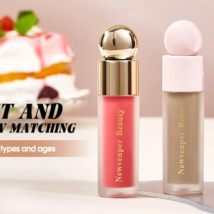 Liquid Highlighter+Blush+Contour Stick Set for Face & Body Silky Natural Glow Liquid Luminizer Matte Pink Shadow Face Makeup