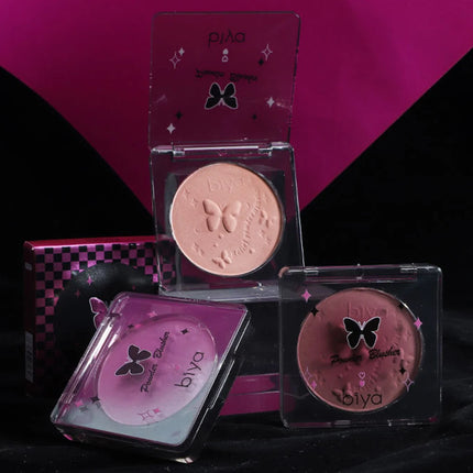 Biya Embossed Monochrome Face Blush Fine Powder Natural Matte Brightening Skin Makeup Blush Palette Rouge