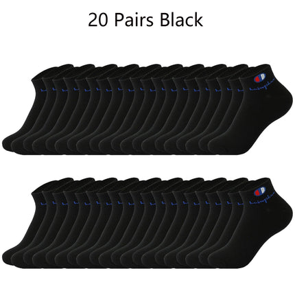 5/10/20 Pairs Men Ankle Socks Cotton Brand Classic Fashion Black White Socks Breathable Mesh Athletic Sports Socks for Summer