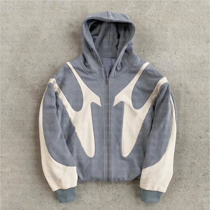 Harajuku Y2K Couple Zipper Hooded Coats Fashion Women Long Sleeve Retro American Hoodies Casual Letter Printed New Sweatshirts