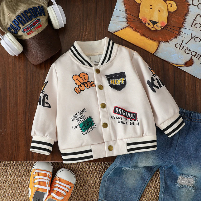 Baby Boys 2025 New Spring Autumn Baby Girls Boys Clothes Cartoon Letter Jacket Fashion Sports Suit Infant Sportswear For 1-3Y