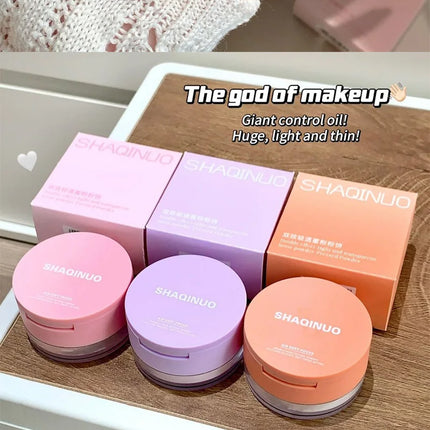 SHAQINUO Dual-Effect Translucent Powder Compact-Pencil+Loose Powder,Instant Skin Smoothing,Brightens&Controls Oil Without Caking