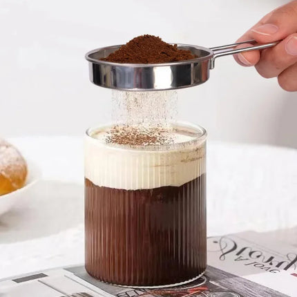 Stainless Steel Flour Sieve Fine Mesh Strainer Baking Flour Sifter with Handle Handheld Coffee Powder Mesh Sieve Baking Tools