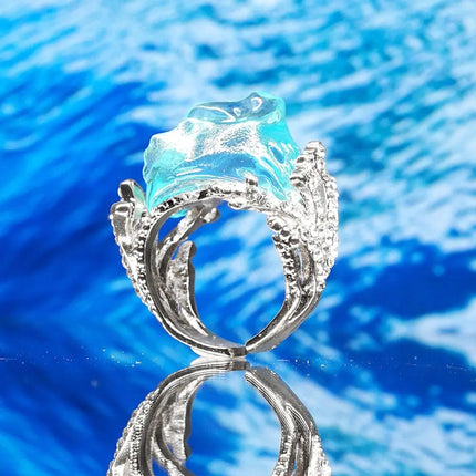 1/3PCS Ocean's Oath Wave Decorative Ring Necklace Earrings Jewelry Set For Women Gift Fashion Sky Blue Decoration Jewelry Gift