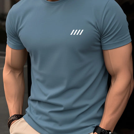 Summer men's 100% pure cotton casual fashionable loose retro compass mountain pattern printed round neck short sleeved T-shirt