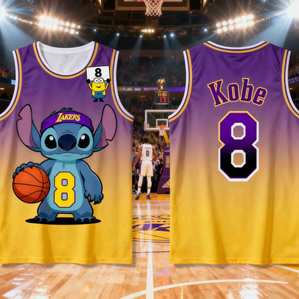 2026 New Girls Women's 3D Printed Stitch Boys Training Men's Sports Sleeveless Vest NO.8 KOBE Basketball Tank Tops T-shirt
