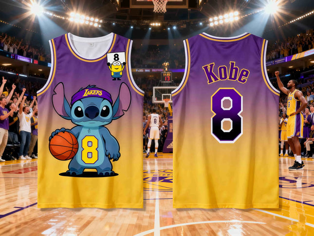 2026 New Girls Women's 3D Printed Stitch Boys Training Men's Sports Sleeveless Vest NO.8 KOBE Basketball Tank Tops T-shirt