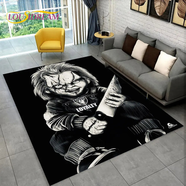 Horror Movie Character Chucky Saw Cartoon Area Rug, Carpet Rug for Living Room Bedroom Sofa Doormat Decoration Non-slip Floor Mat