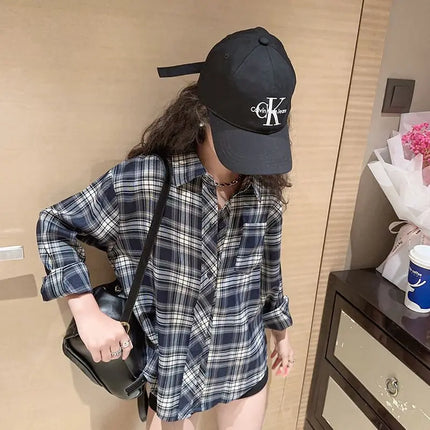 Fashion 2025 Girls Cute grid shirt Autumn Kids Tops Casual Long Sleeve T shirt Children's Clothes Teen 6 8 10 12 14 Years