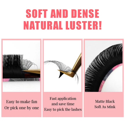 Abonnie Cashmere Blomming Lashes Easy Fan Eyelash Extensions Mega Volume Fans 8-25m All Size Eyelashes Supplies for Eye Beauty