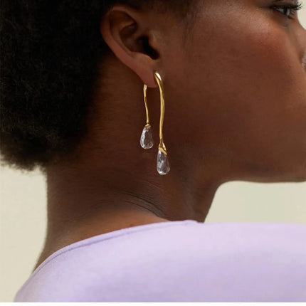 Fashion Jewelry 925 Silver Needle Resin Teardrop 2024 Trend New Back Front Dangle Earrings Hot Selling For Women Gift