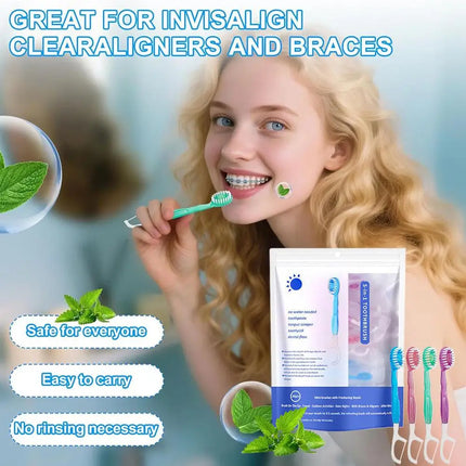 Disposable Toothbrush Exploded Beads Adults Cleaning Toothbrush Portable Travel Tooth Brush With Dental Floss Tongue Scraper
