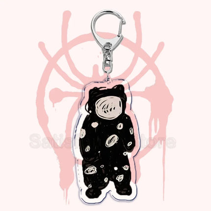 Cute Spider Punk Cat Warrior Key Chain Key Ring Invincible Superhero Keychains Keyring Pendant for Bag Man Women Jewelry Gifts