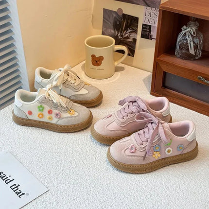 PU Leather Sport Shoes For Children Korean Style Teenager Kid's Sneakers Waterproof Outdoor Girl's Tennis Footwear Casual Shoes