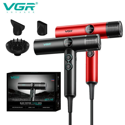 VGR Hair Dryer Professional Hair Dryer Machine High Speed Adjustment Air Blower Brushless Motor 110000 RPM Dryer for Salon V-401