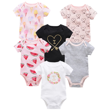 Kavkas 3 Pcs 6 Pcs Baby Bodysuit Unisex 100% Cotton Short Sleeve Summer Cotton Clothes 0-3M Infant Clothing