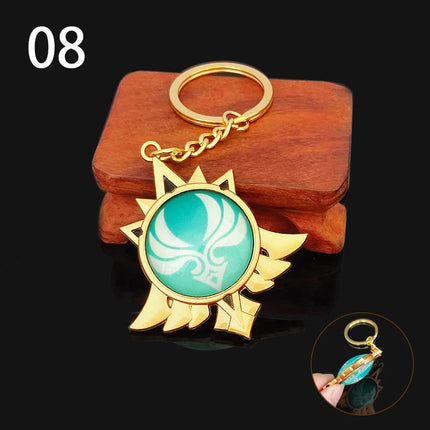 Anime Game Genshin Impact Vision Keychain Luminous 7 Element Weapons Eye Of Original God Toy Luminous Keyring Bag Pendant Gift