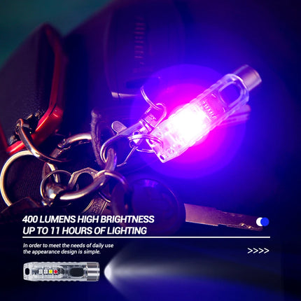 Portable Mini Keychain Flashlight Rechargeable Waterproof Torch Lamp with Magnet Multifunction Warning Camping Flashlight