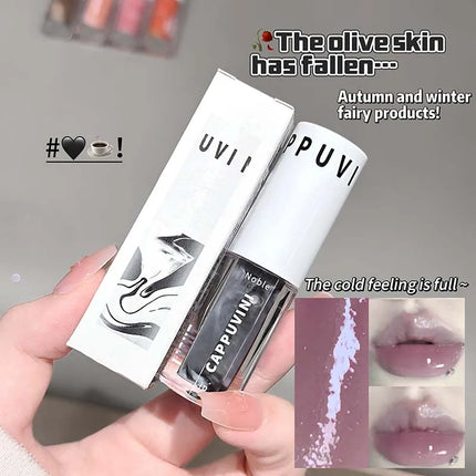 Clear Transparent Grey Purple Lip Gloss Hydrating Drying Lips Mirror Lip Glaze Tint Plumper Moisturizing Crystal Lip Oil Makeup