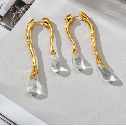 Fashion Jewelry 925 Silver Needle Resin Teardrop 2024 Trend New Back Front Dangle Earrings Hot Selling For Women Gift