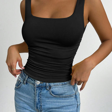Women's three-piece summer sports vest set, elastic and breathable fabric, sleeveless casual sportswear