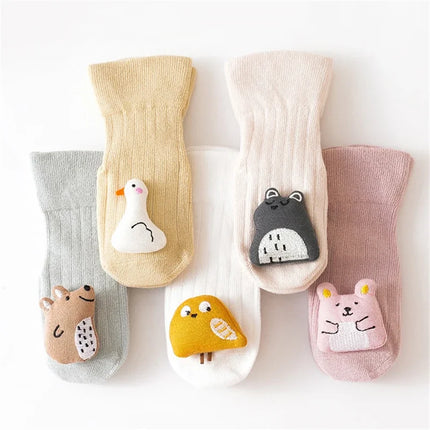 Cute Cartoon Animal Baby Socks for Boy Girl Winter Spring Cotton Bear Duck Anti Slip Soled Newborn Toddler Socks Accesorio Bebe