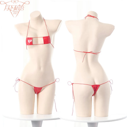 Sexy Three-Point Set Large Size Polyester Skin-Tight Bikini Set Dead Sea Water Leather Fabric Underwear Set for Women
