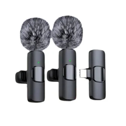 Wireless Lavalier Microphone Mini Windproof Wool Replaceable Lavalier Microphone for iPhone Android YouTube Vlog Audio Recording