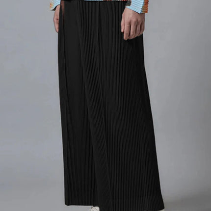 New Miyake Pleated Man Wide Leg Pants Baggy Casual High Street Long Pants