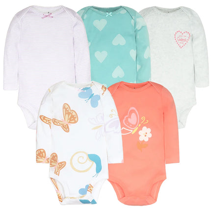 2026 Newborn Baby Girl Clothes Long Sleeve 100% Cotton 5 Pieces/Lot Baby Bodysuits Cartoon Underwear Infant Bebe Clothing 3-24M