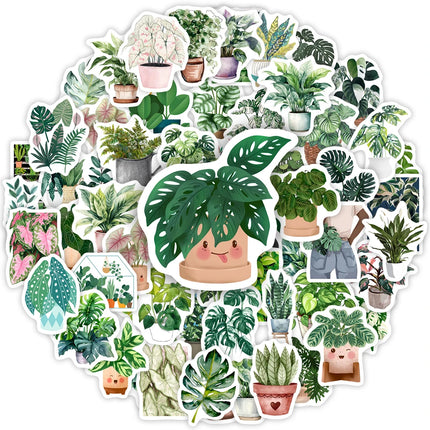 Cute Green Plant Stickers Leaf Pattern DIY Kids Toys Gift Decorative Decal for Scrapbook Journal Diary Laptop Luggage Waterproof