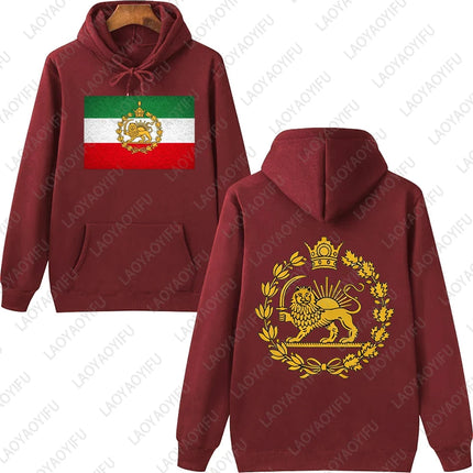 Lion and Sun Persian Hooded Sweatshirt Iranian Hoodie Emblem Graphic Unisex Front & Back Print Trend Casual Style Sportswear
