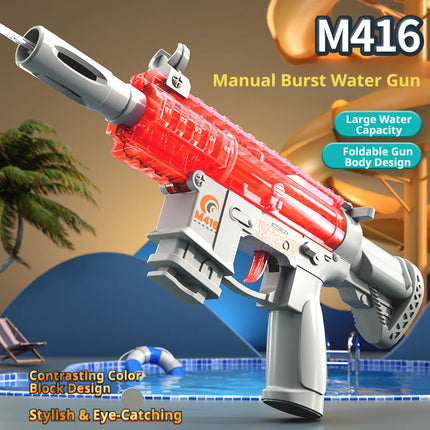 M416 Manual Continuous Firing Water Gun Large Capacity Folding Water Play Toy Outdoor Summer Water Play Artifact