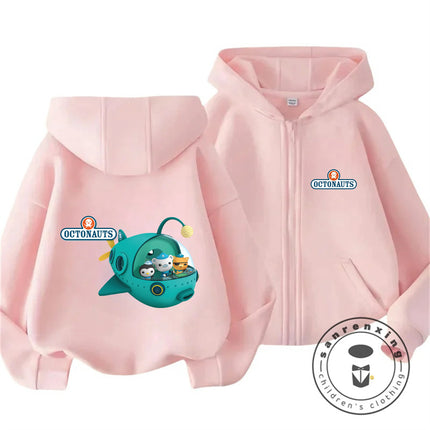 Cute Kawaii 2026 Octonauts Zipper Hoodie 3-14Y Boys Girls Autumn Winter Cartoon Street Hot Fashion Outdoor Casual Lovely