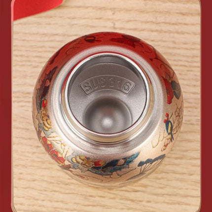 300ml Retro Chinese Style Golden Peacock Insulated Cup Portable Creative High Beauty Water Cup 316 Stainless Steel Cup