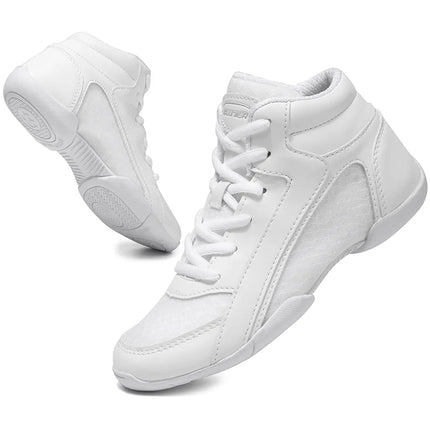 BAXINIER Girls White High Top Cheerleading Shoes Lightweight Youth Cheer Competition Sneakers kids Training Dance Tennis Shoes