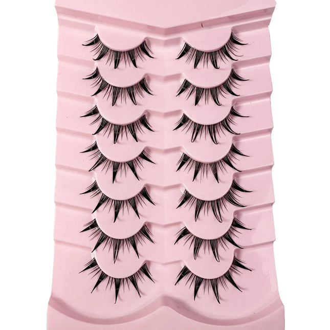 New 14/10/7/5 Pairs Manga Lashes Natural Eyelashes Soft Cross Wispy Clear Band False Eyelashes Doll Eye Lashes Cosplay Extension