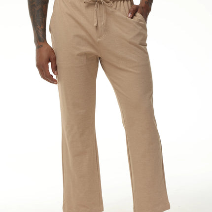 Men's Casual Linen Cotton Yoga Pants Breathable Loose Sweatpants Beach Trousers Lounge Pants Elastic Waist Fitness Pants