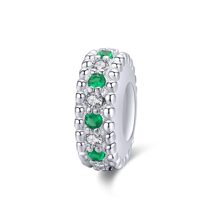 Bamoer 925 Sterling Silver Green Transparent Clover Beads The Tree of Life Family Pendant Plant Charms for Women Necklace DIY