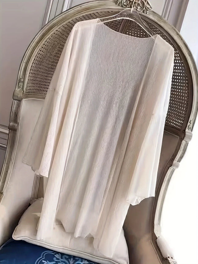 Plus Size Women Shirt Clothing 2025 Summer Beach Travel Solid Color Cape Breathable Cardigan Slight Strech LOOSE FIT
