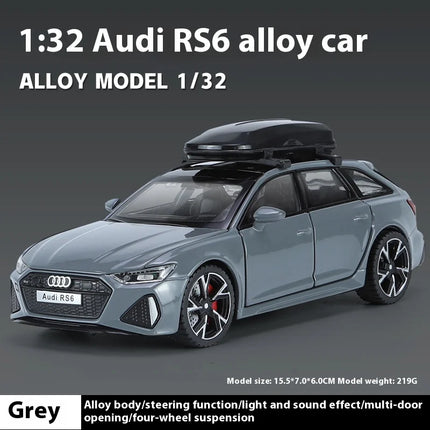 1:32 Audi RS6 Quattro Station Wagon Alloy Metal Diecast Vehicles Car Model Sound & Light Holiday Gifts For Friend Hobby Collect